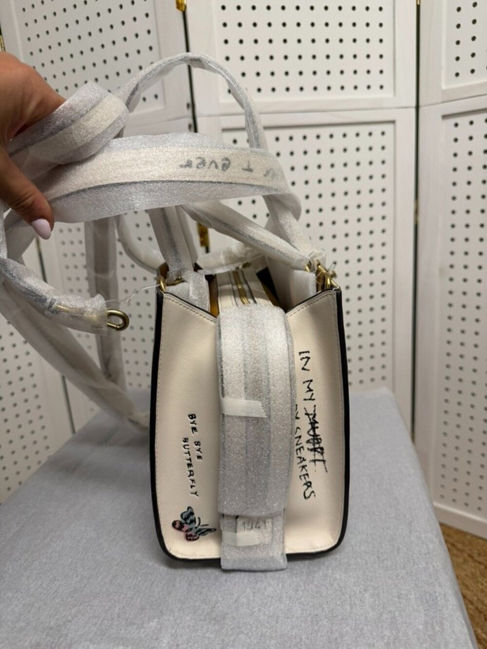 COACH Rogue 25 Leather Satchel Bag Sketch Print New York Chalk White Crossbody - Picture 7 of 11